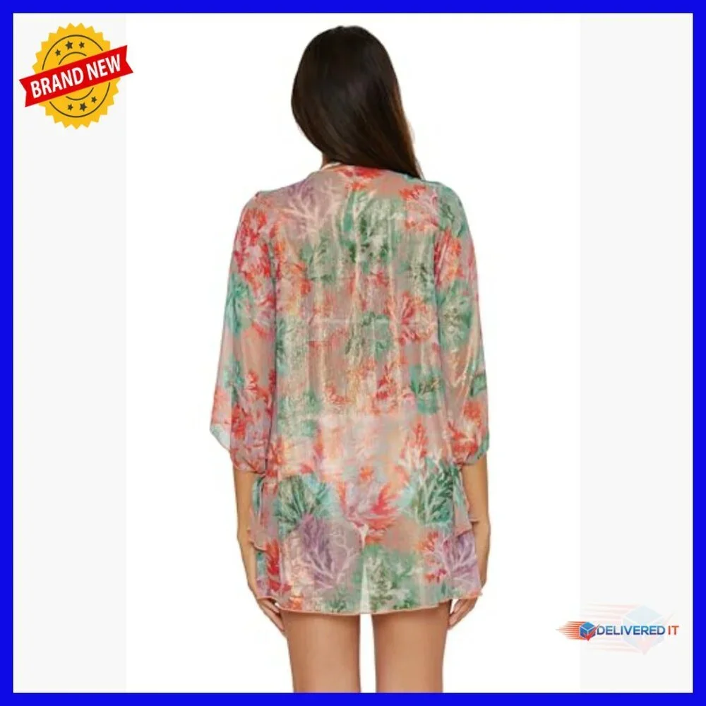Sheer Tie Front Tunic Beach Coverup 34.5